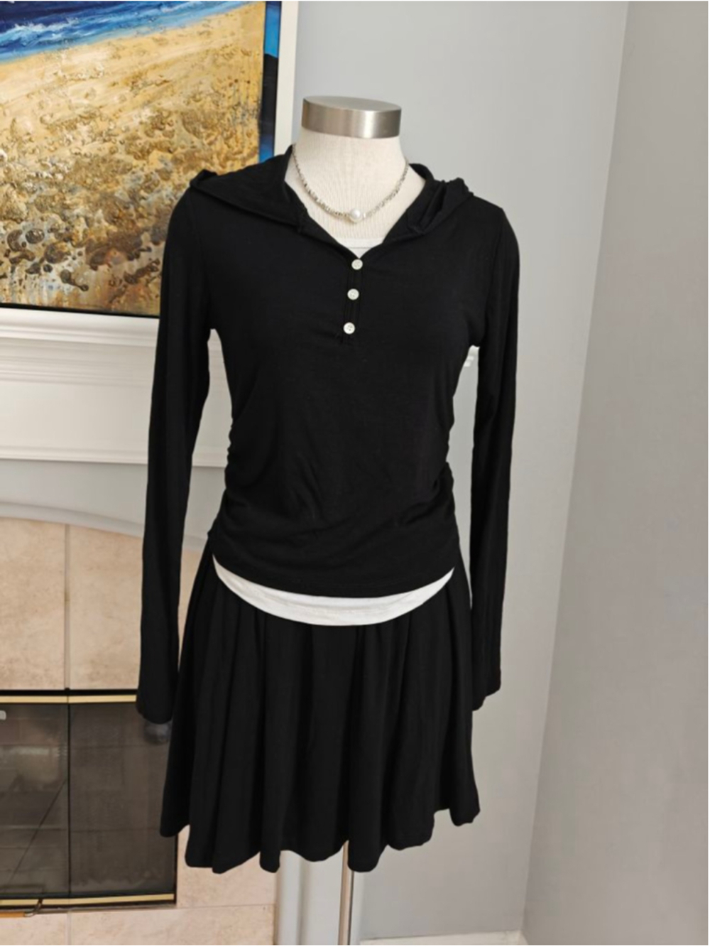 Korean Style Layered Hooded Skort Set